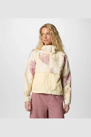 Columbia Spire Valley Printed Hooded Windbreaker - Lemon Wash Rays Lemon Wash Size M - Women