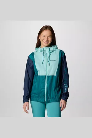 Columbia Lily Basin II Hooded Windbreaker - Spray Blue River Blue Size S - Women