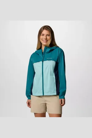 Columbia Crested Canyon Hooded Windbreaker - Spray Blue River Blue Size M - Women