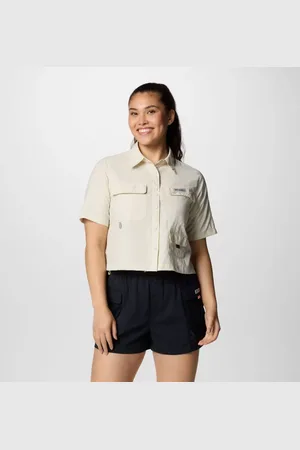 Columbia PFG Open Water Short Sleeve Shirt - Stone Size S - Women