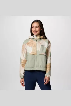 Columbia Spire Valley Printed Hooded Windbreaker - Safari Rays Safari Size S - Women