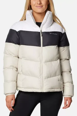 Columbia Puffect II Colourblock Puffer Jacket - Dark Stone Black White Size XS - Women