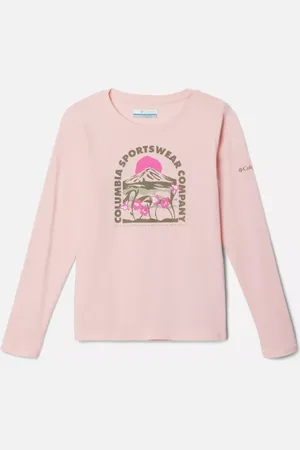 Columbia ’ Hazeldel Hill Long Sleeve Graphic T-Shirt - Satin Pink Floral View Size M (10-12 years) - Girls