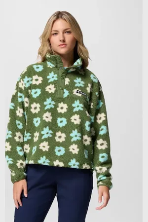 Columbia Helvetia II Cropped Sherpa Half Snap Printed Fleece - Canteen Size L - Women