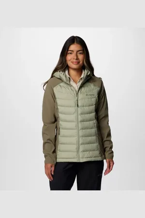 Columbia Powder Lite II Insulated Hybrid Hooded Jacket - Safari Stone Size L - Women