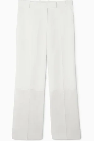 Wide-leg tailored twill trousers