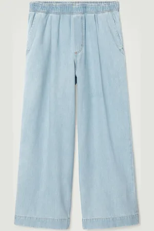 COS Elasticated Denim Wide-Leg Trousers in