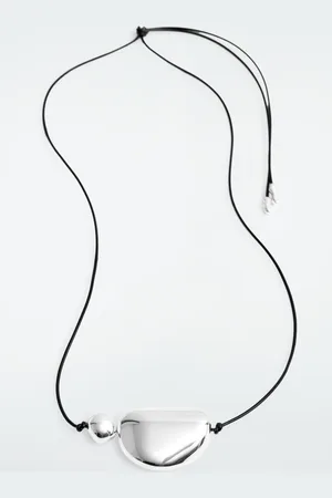 COS Leather Cord Pebble Pendant Necklace