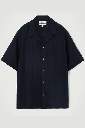 COS Relaxed Stripe-Jacquard Cotton Short-Sleeved Shirt in