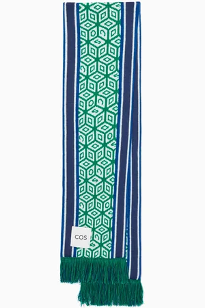 COS Jacquard-Knit Wool Football Scarf