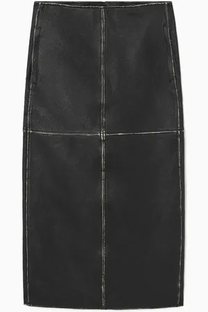 COS Panelled Leather Racer Midi Skirt