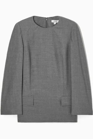 COS Deconstructed Power-Shoulder Wool Top
