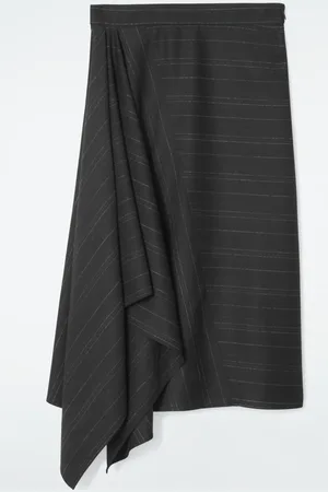 COS Asymmetric Pinstriped Wool Skirt