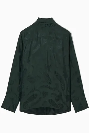 COS Floral-Jacquard Bow Blouse in