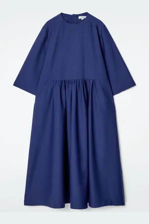 COS Gathered Wool-Blend Midi Dress