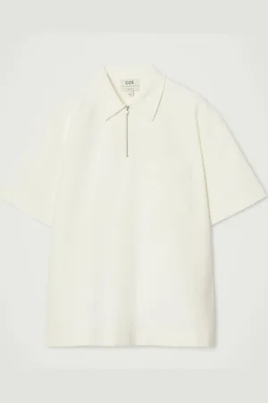 COS Cotton-Twill Half-Zip Polo Shirt in