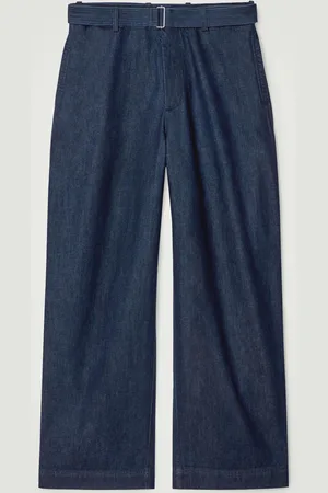 COS Belted Denim Straight-Leg Trousers in
