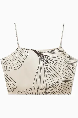 COS Floral-Print Silk Cropped Cami Top