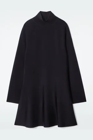 COS Flared High-Neck Wool Mini Dress