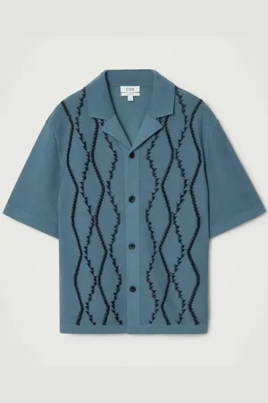COS Relaxed Abstract Argyle-Knit Shirt in