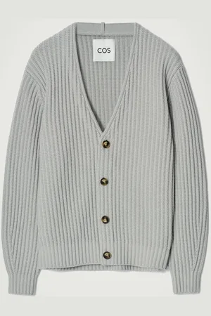 COS Chunky V-Neck Silk-Cotton Cardigan