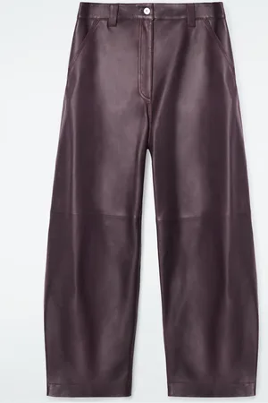 COS Leather Barrel-Leg Utility Trousers in