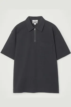 COS Cotton-Twill Half-Zip Polo Shirt in