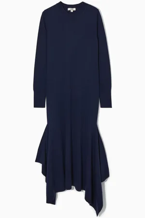 COS Handkerchief-Hem Merino Wool Midi Dress