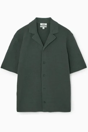 COS Relaxed Bouclé-Knit Cotton Short-Sleeved Shirt in