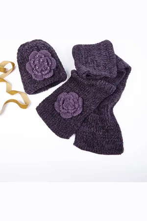 Damart Flower Hat & Scarf Set