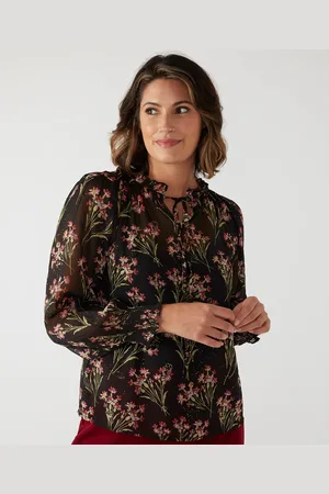 Damart First Avenue Tie Neck Relaxed Blouse