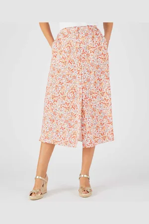 Damart Floral Print Button Through Skirt