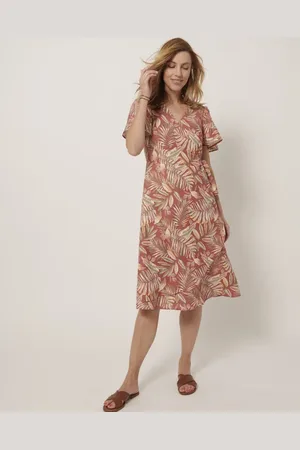 Damart Print Mock Wrap Dress