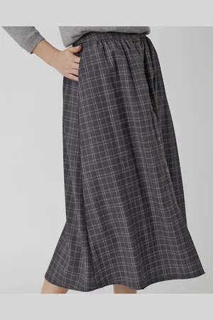 Damart Check Button-Through Skirt