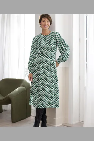 Damart Geometric Print Flared Dress