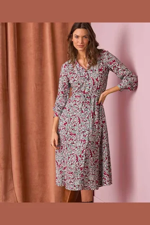 Damart Printed Flared Button-front Dress