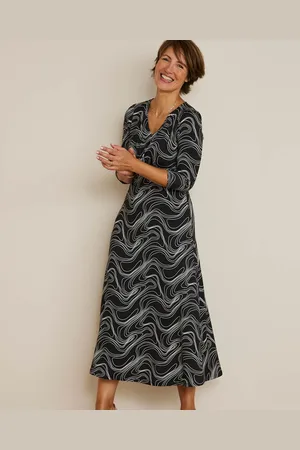 Damart Knot Front V-Neck Printed Dress