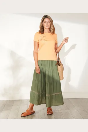 Damart First Avenue - Plain Cotton Tiered Skirt
