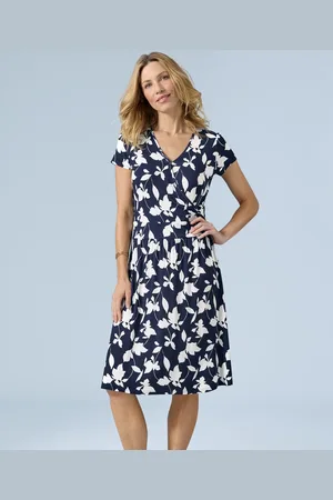 Damart Jersey Print Mock Wrap Dress