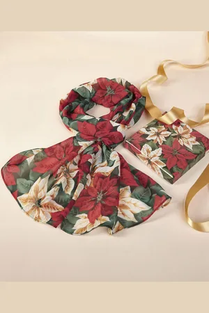 Damart Poinsettia Floral Scarf