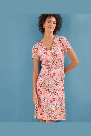 Damart Jersey Print Mock Wrap Dress