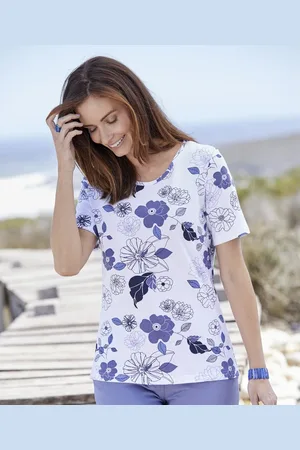 Damart Skin Soft Floral Print Cotton T-shirt