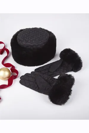 Damart Faux fur hat & gloves set