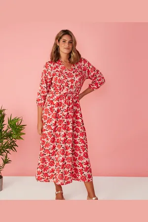 Damart First Avenue - Long Sleeve V Neck Print Dress