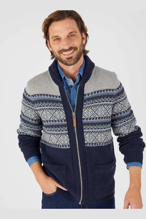 Damart Jacquard Zip Front Cardigan