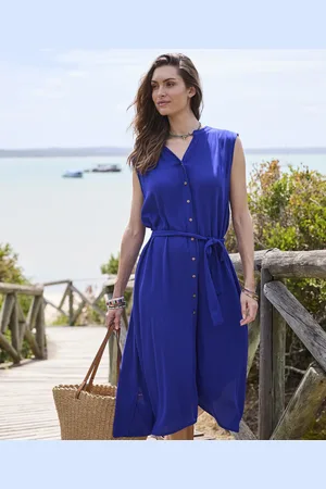Damart Button through Crinkle Dress