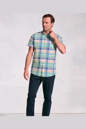 Damart Brook Taverner - Cotton Slub Check Short Sleeve Shirt