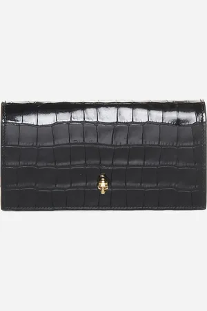 Alexander McQueen Skull crocodile-effect leather wallet
