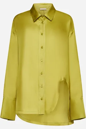 BLANCA Green silk satin Calanthe shirt