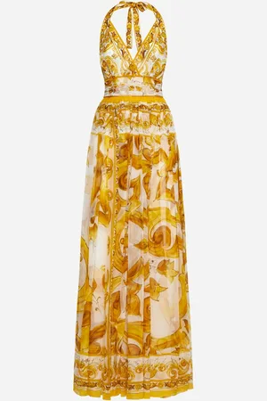 Dolce & Gabbana Yellow Majolica-print long dress